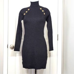 Zara black knitted high neck mini dress